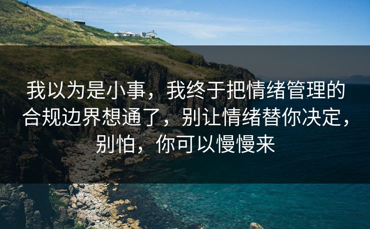 我以为是小事,我终于把情绪管理的合规边界想通了,别让情绪替你决定,别怕,你可以慢慢来 我以为是小事,我终于把情绪管理的合规边界想通了,别让情绪替你决定,别怕,你可以慢慢来